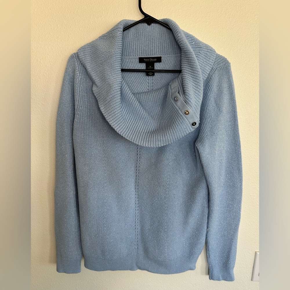 White House Black Market Light Blue Cowl Neck Sweater